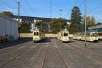 VGF Fahrzeugparade zum Jubiläum 50 Jahre U-Bahn Frankfurt am Main am 06.10.18 in Heddernheim mit V-Wagen 400, H-Wagen 510 und Düwag L-Wagen 124+Beiwagen 1242 