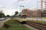 VGF Düwag L-Wagen 124 am 11.08.19 in Frankfurt Niederrad zum Sommerfest des Straßenbahn Museums