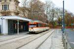 VGF Düwag M-Wagen 102 am 04.12.22 in Frankfurt am Main als Weihnachtsmarkt Tram