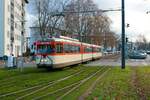 VGF Düwag M-Wagen 102 am 10.12.22 in Frankfurt am Main als Weihnachtsmarkt Tram