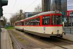VGF Düwag M Wagen 602 am 30.03.24 in Frankfurt am Main Messe als Osterhasenexpress
