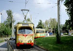 Karlsruhe VBK SL 5 (DWM-GT8 210) Rintheim am 29. Juli 2006. - Scan eines Farbnegativs. Film: Kodak FB 200-6. Kamera: Leica C2.