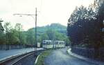 Straßenbahn Görlitz, Niederschlesien__Gotha-Zug auf Linie 2 von Biesnitz/Landeskrone in Richtung Stadtzentrum.__31-05-1991