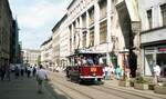 Straßenbahn Görlitz, Niederschlesien__Konvoi historischer Straßenbahnen in der Berliner Straße. Tw 29 [Waggonfabrik Steinfurt, Königsberg 1897; ex Bromberg bis 1909].__06-1991