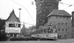 Nürnberg-Fürther Straßenbahn__Tw 316 [GT6; MAN/Siemens 1963] mit Bw auf Linie 3 aus der Ludwigstr.