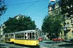 SSB vor 50 Jahren_Deutsches Turnfest Juni 1973 in Stuttgart: T2+B2-Garnitur als Linie 21E am Daimlerplatz.__15-06-1973