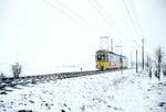 SSB Stuttgart__GT4-Zug der Linie 6 unterwgs auf der Filderhochebene bei Unteraichen.__12-03-1973