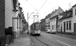 Straßenbahn Neunkirchen/Saar__GT4 Nr.3 [ME 1961] auf Linie 2 zum Schlachthof in der Steinwaldstr.__26-09-1977 