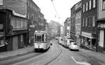 Straßenbahn Neunkirchen/Saar__GT4 Nr.4 [ME 1961] auf Linie 2 als 'Sonderfahrt' deklariert passiert bei der Bergfahrt den 'Hüttenberger Hof' in der Hüttenbergstr.__26-09-1977 