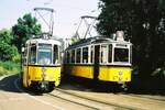 SSB Stuttgart_Vorgezogene Abschiedsfahrt auf der letzten Meterspurlinie (Linie 15) mit historischem Tw 276 und Bw 1241 neben GT4 629 in der Endschleife Stammheim.