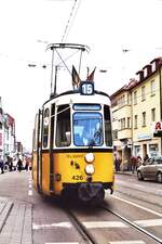 SSB Stuttgart__Jeder der am letzten Betriebstag eingesetzten GT4 hatte seinen eigenen Abschiedsgruß.  Bis dann !  grüßt GT4 426 in der Unterländer Str in Zuffenhausen.__08-12-2007