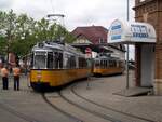 GT4 TW 80 + 81 (Ex-Stuttgart 577 + 673) am 13.06.2010 am Bahnhofsvorplatz in Nordhausen.