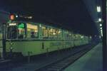 SSB Stuttgart__Erste öffentliche Fahrten auf der  U-Bahn-Strecke  (später  Stadtbahn ) 'Marienplatz'-'Rathaus'. GT4-Dreiwagenzug mit führendem bzw. End-Tw 715 in der U-Haltestelle 'Rathaus'.__11-07-1971