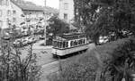 SB Stuttgart__Abschiedsfahrt für die Linie 8 mit Tw 418 [ME/AEG 1925; 1960-68 Rangier-Tw 2529; 1977 vom SMS als Museumswagen hergerichtet] als historische Linie 18 zwischen Haltestelle