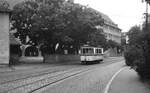 SSB Stuttgart__Abschiedsfahrt für die Linie 8 mit Tw 418 [ME/AEG 1925; 1960-68 Rangier-Tw 2529; 1977 vom SMS als Museumswagen hergerichtet] als historische Linie 18 zwischen Haltestelle