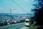 END Straßenbahn Esslingen-Nellingen-Denkendorf__Die aber auch nach Scharnhausen und Neuhausen fuhr.__Solo-Tw 13 nach Denkendorf kurz vor der Ausweichhaltestelle 'Zollberg'.__05-04-1971 