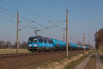 Mit Kesselwagen ist der CD Cargo Vectron 383 007-2 auf dem Weg in Richtung Hamburg.