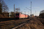 DB 185 309 mit 185 xxx und Nahgüter aus Wismar am 07.02.2023 in Sildemow.
