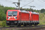 Zwei BR 187 (187-101, 187-109) in Doppeltraktion, Höhe Bardowick.
