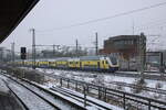 Metronom RE 82020 von Bremen Hbf nach Hamburg Hbf, am 17.02.2026 in Hamburg-Veddel.
