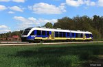 erixx 648 971-9 + 471-0 (Bj. 2011, Alstom) LINT 41 als Heidesprinter erx 83096 Hannover Hbf. - Buchholz (Nordheide), KBS 123 Hannover - Soltau - Buchholz, fotografiert bei Grindau südlich von Schwarmstedt am 02.05.2015