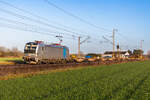 7193 205 mit einem sehr kurzen leeren Containerzug s�dlich von Loxstedt am Morgen des 29.3.26 nach Bremen.