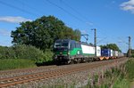 ELL 193 202, an WLC vermietet, mit KLV-Zug nach Bremerhaven durch Loxstedt am 17.08.16.