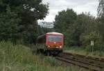 Ein Taunusbahn 629 passierte am 7.09.2008 auf dem Weg nach Niebll Itzehoe und das markante Hauptgebude der gleichnamigen Versicherung.