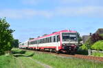 628 071 kommt mit Kurswagen aus Dagebüll zurück nach Niebüll gefahren.
