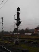 Ein Ausfahrsignal im Bf von Bad Oldesloe am 6.12.08.