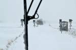 Die weie Seite des Winters zeigte sich im Dezember 2010 bei Eckernfrde.Bild entstand aus dem Fahrgastraum.