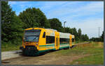 VT 650.59 der ODEG erreicht am 30.08.2025 als RB 15 den Endbahnhof Plau am See. 