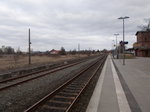 Bahnhof Malchin am 20.März 2016.Hier zweigten einst eine Nebenstrecke nach Dargun und Waren ab.Auch ein Güterwagenausbesserungswerk gab es.