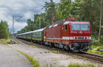 Der jährliche Sonderzug Cottbus Hbf - Ostseebad Binz, des Lausitzer Dampflok Clubs mit der 243 005 (143 005) Traditionsgemeinschaft BW Halle P.