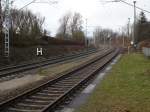 Bahnhof Lancken,im Januar 2009,mit den Ausfahrsignalen in Richtung Sagard.Wenige Meter hinter den Ausfahrsignalen befindet sich der Abzweig zum �bergabebahnhof Klementelvitz von wo aus jeden Mo,Mi und