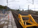 Das Gleis 3 in Lietzow,was eigentlich ein durchgehendes Hauptgleis ist,wurde w�hrend des Umbaus`s zum Stumpfgleis verk�rzt.