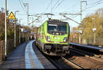 Autotransportzug (leer) mit 187 505-3 der Akiem S.A.S., vermietet an die HSL Logistik GmbH (HSL), durchfährt den Hp Magdeburg Herrenkrug auf der Bahnstrecke Berlin–Magdeburg (KBS 201) Richtung Biederitz.
[19.11.2019 | 10:08 Uhr]