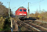 232 654-4 (132 654-5) DB als Tfzf durchfährt den Hp Magdeburg Herrenkrug auf der Bahnstrecke Berlin–Magdeburg (KBS 201) Richtung Biederitz.
Aufgenommen am Ende des Bahnsteigs 1.
[19.11.2019 | 11:01 Uhr]