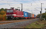 143 931-4 (243 931-3) transportiert Container in Magdeburg Herrenkrug Richtung Magdeburg-Neustadt.

🧰 DeltaRail GmbH (DR)
🚩 Bahnstrecke Berlin–Magdeburg (KBS 201)
🕓 25.10.2021 | 13:46 Uhr