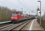 Kurzer gemischter Gz mit 152 119-4 (Siemens ES64F) auf Durchfahrt im Hp Magdeburg Herrenkrug auf Gleis 1 Richtung Biederitz.

🧰 DB Cargo
🕓 17.3.2022 | 11:51 Uhr
