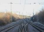4.3.2013 Berlin-Eichgestell von Biesdorfer Kreuz kommend: im Hintergrund 2 Gl geradeaus von/nach Ostbahn Ri Berlin, 2 rechts abzweigend bzw.
