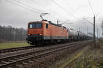 Delta Rail 212 001 (143/243 001) kam am 23.11.2022 mit einem Kesselzug durch Herzsprung, weiter Richtung Stendell gefahren.