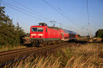143 248 am Morgen des 07.10.2022 mit dem RE7 Leerpark Stralsund - Greifswald in Wüstenfelde.
