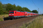 112 110 zog am 12.06.2023 den RE3 von Eberswalde nach Stralsund, durch Teschenhagen.
