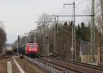 21-3-17 145 056 in km 16.6 der Stettiner Bahn passiert die neuen, noch ausgekreuzten Signale der Überleitstelle Röntgental