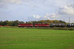 DeltaRail 243 931 & 243 864 mit Kesselzug von Frankfurt Oderbrücke nach Stendell. Aufgenommen am 18.10.2022 in Voigdehagen.
