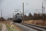 DeltaRail 243 069 am Morgen des 20.01.2023 am Abzweig Srg in Stralsund aufgenommen.
