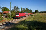 Endlich. Nach 2 Jahren Fotopech mit 112 101, konnte ich sie am 28.06.2023 früh Abends mit dem RE5 3514 Berlin Südkreuz - Stralsund, in Dorotheenhof bei Utzedel fotografieren.