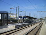 Die Gleise 2 und 3 in Waren(Müritz) am 27.April 2020.Gleis 1 liegt rechts.