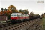 Die East-West-Railways-Loks 232 128 und 232 658 kommen hier mit einem Eas-Zug nach Fredersdorf aus Polen gefahren, 15.10.08.